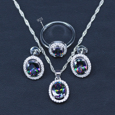 Seturi de bijuterii de culoare argintiu, cu șampanie, lumină naturală, pentru femei, cercei/pandavant/colier/inele de nuntă