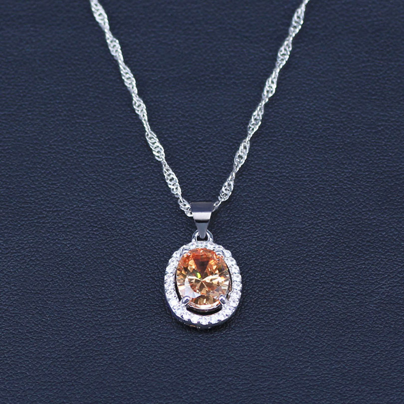 Seturi de bijuterii de culoare argintiu, cu șampanie, lumină naturală, pentru femei, cercei/pandavant/colier/inele de nuntă