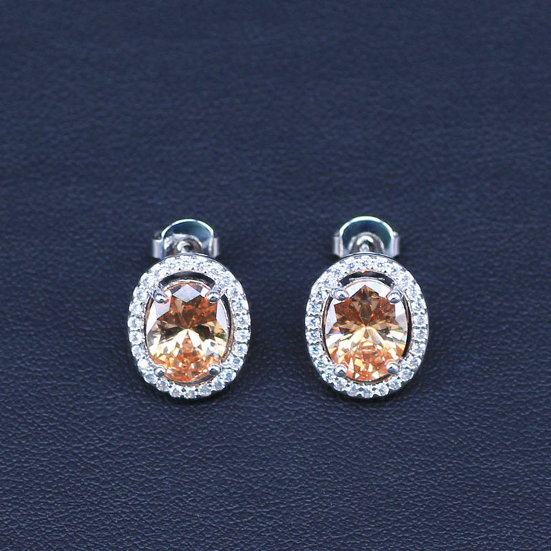 Seturi de bijuterii de culoare argintiu, cu șampanie, lumină naturală, pentru femei, cercei/pandavant/colier/inele de nuntă