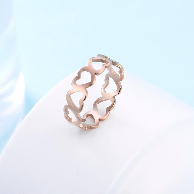 Skyrim Prekrasan šuplji prsten u obliku srca od nehrđajućeg čelika, romantično ružičasto zlato, ležerno vjenčano zaručničko prstenje, nakit, poklon za žene