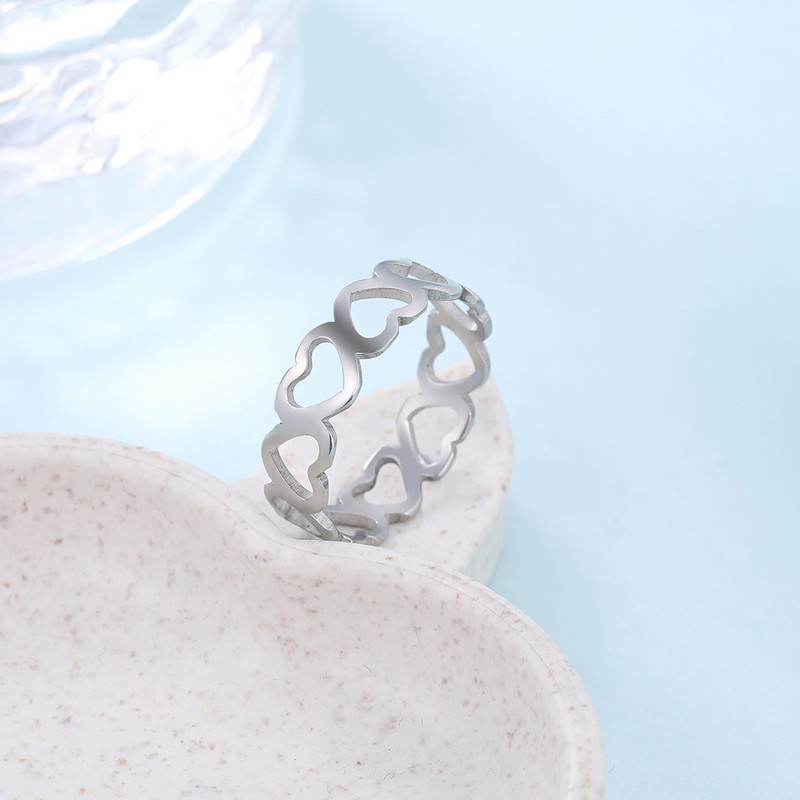 Skyrim Prekrasan šuplji prsten u obliku srca od nehrđajućeg čelika, romantično ružičasto zlato, ležerno vjenčano zaručničko prstenje, nakit, poklon za žene