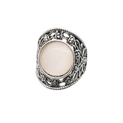 Vintage prstenje za žene Boemski izrezbareni okvir Opal crni ahat Antikni posrebreni nakit za plažu Etnički prsten