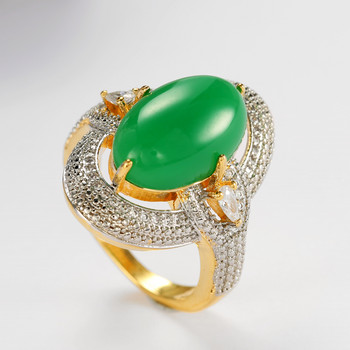 Hot Sale Πολυτελές κομψό γυναικείο ένθετο πράσινο δαχτυλίδι κοίλο οβάλ γυναικείο δαχτυλίδι ιδιοσυγκρασία Casual party αρραβώνων