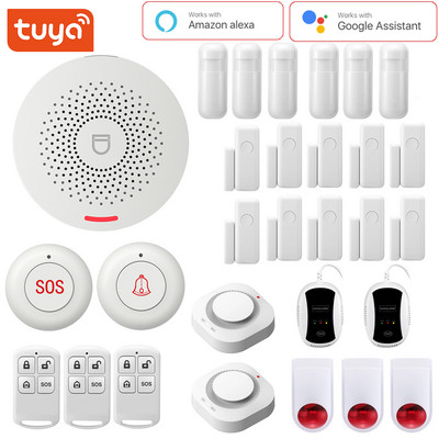 Комплекти за интелигентна Wifi алармена система Tuya RF433 Безжична охрана против крадец с детектор за движение Сензор за врати Smart Life Приложение Smart Home Направи си сам