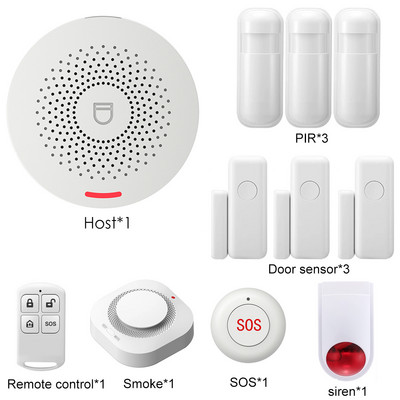 Tuya Smart Wifi signalizācijas sistēmas komplekti RF433 bezvadu drošības apzagšana ar kustības detektoru durvju sensoru Smart Life App Smart Home DIY