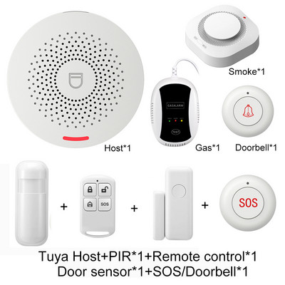 Tuya Smart Wifi signalizācijas sistēmas komplekti RF433 bezvadu drošības apzagšana ar kustības detektoru durvju sensoru Smart Life App Smart Home DIY