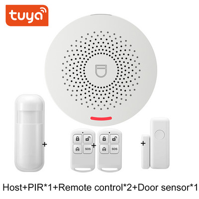 Tuya Smart Wifi signalizācijas sistēmas komplekti RF433 bezvadu drošības apzagšana ar kustības detektoru durvju sensoru Smart Life App Smart Home DIY