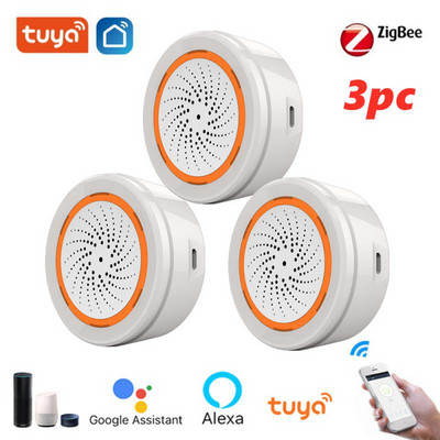 Tuya Zigbee Wifi pametni alarm sa sirenom sa senzorom temperature i vlažnosti Kućni sigurnosni alarmni sustav 100dbs zvučni alarm Tuya aplikacija