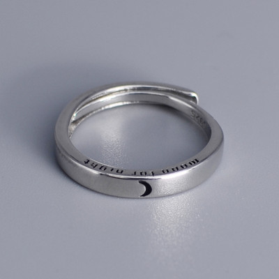 Állítható méretű gyűrű Sun Moon páros gyűrűk minimalista ezüst színű nyitó gyűrűk férfiaknak nők női pár eljegyzési ékszer ajándék