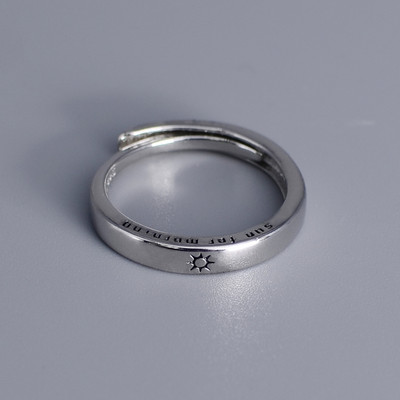 Állítható méretű gyűrű Sun Moon páros gyűrűk minimalista ezüst színű nyitó gyűrűk férfiaknak nők női pár eljegyzési ékszer ajándék