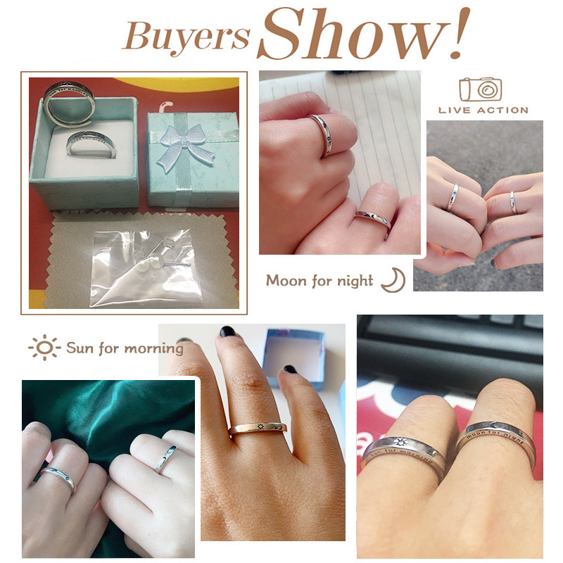 Állítható méretű gyűrű Sun Moon páros gyűrűk minimalista ezüst színű nyitó gyűrűk férfiaknak nők női pár eljegyzési ékszer ajándék