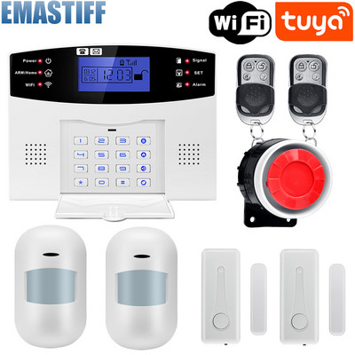 Tuya WiFi GSM домашна охранителна алармена система 433MHz безжичен кабелен алармен комплект за кражба работи с дистанционно управление Alexa Google APP