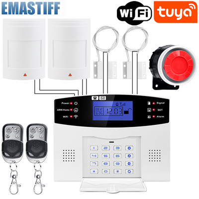 Tuya WiFi GSM mājas drošības signalizācijas sistēma 433MHz bezvadu vadu ielaušanās signalizācijas komplekts darbojas ar Alexa Google APP tālvadības pulti