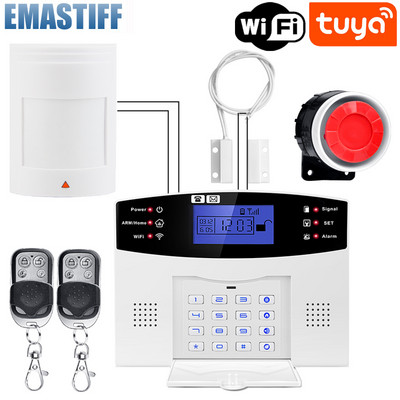 Tuya WiFi GSM mājas drošības signalizācijas sistēma 433MHz bezvadu vadu ielaušanās signalizācijas komplekts darbojas ar Alexa Google APP tālvadības pulti