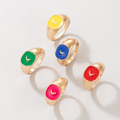 Modno smeđe emajlirano prstenje u obliku srca za žene, djevojke, kristalni prsten, višebojni set akrilnog prstenja od zelene smole, nakit anillos