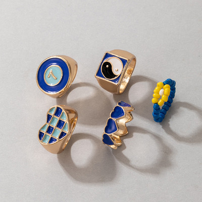 Modno smeđe emajlirano prstenje u obliku srca za žene, djevojke, kristalni prsten, višebojni set akrilnog prstenja od zelene smole, nakit anillos