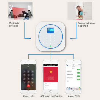 Σύστημα συναγερμού οικιακού συναγερμού CPVAN Wifi GSM Ασύρματο Tuya Smart Security Alarms με ανιχνευτή κίνησης PIR Αισθητήρας πόρτας Συμβατός Alexa