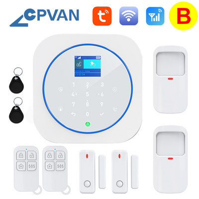 CPVAN Wifi GSM koduhäiresüsteem juhtmeta Tuya nutikad turvaalarmid koos PIR-i liikumisanduriga ukseanduriga Alexa ühilduvad