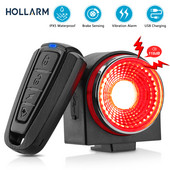 Hollarm bezvadu velosipēda apzagšanas signalizācija, ūdensnecaurlaidīga vieda automātiskā bremžu sensora lampiņa USB uzlādes tālvadības pults velosipēda pretaizdzīšanas lampa