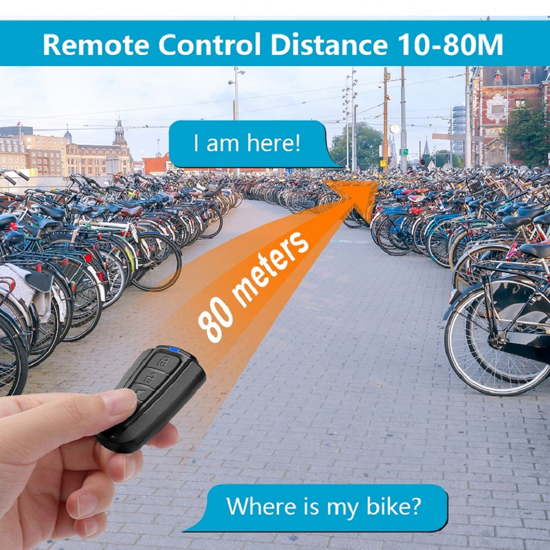 Hollarm bežični alarm za bicikl protiv provale Vodootporan Smart Auto Brake Sensing Light USB punjenje Daljinski upravljač Svjetlo za bicikl protiv krađe