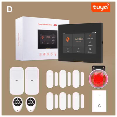 ACJ H501 κιτ συστήματος συναγερμού για οικιακή ασφάλεια 433 MHz WiFi GSM Alarm Ασύρματο Tuya SmartLife Alexa App Control Door Sensor