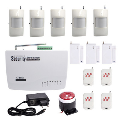 (1 komplektas) Namų apsauga 6 bevielių zonų ir 4 laidų zonų SMS gsm Signalizacija PIR judesio jutiklis Magnetinės durys atidarytos signalizacijos įsilaužėlis