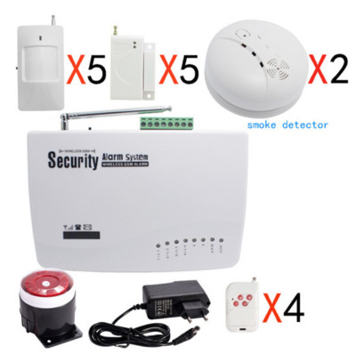 (1 komplektas) Namų apsauga 6 bevielių zonų ir 4 laidų zonų SMS gsm Signalizacija PIR judesio jutiklis Magnetinės durys atidarytos signalizacijos įsilaužėlis