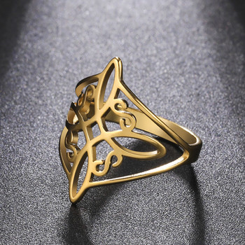 Dawapara Witch Knot Ring за жени от неръждаема стомана Celtis Knot Ring Witchcraft Amulet Pagan Wiccan Jewelry Коледни подаръци