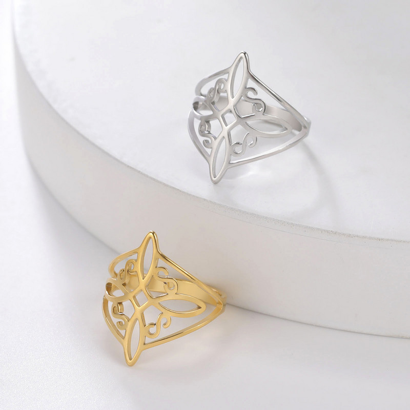 Dawapara boszorkánycsomós gyűrű nőknek, rozsdamentes acél Celtis csomós gyűrű boszorkánysági amulett pogány wiccan ékszer karácsonyi ajándékok