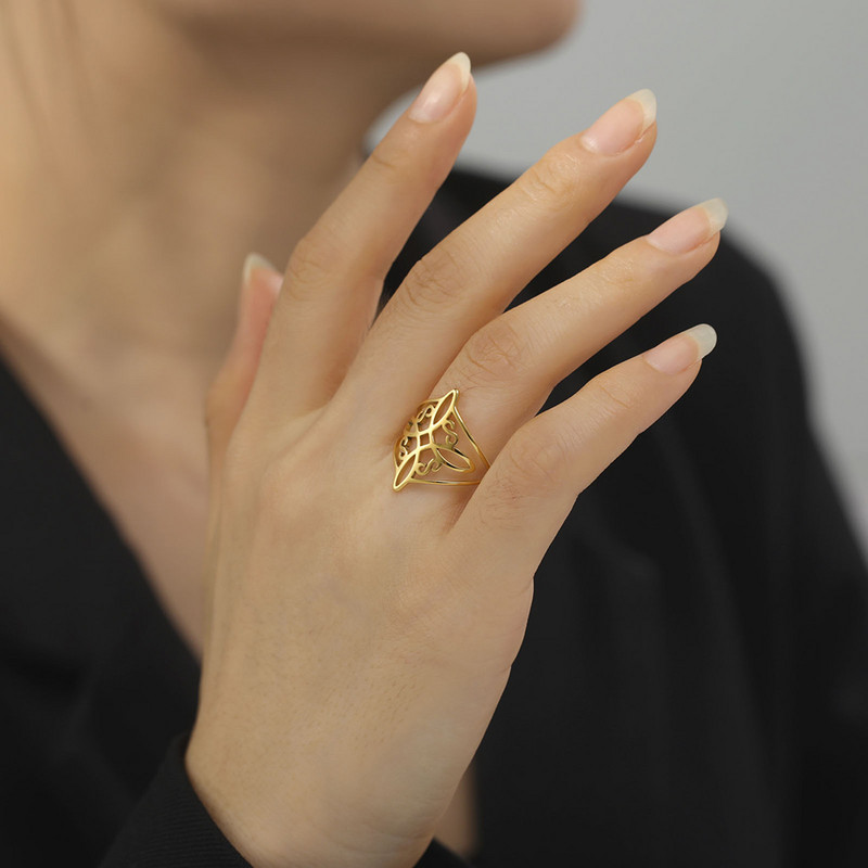 Dawapara boszorkánycsomós gyűrű nőknek, rozsdamentes acél Celtis csomós gyűrű boszorkánysági amulett pogány wiccan ékszer karácsonyi ajándékok