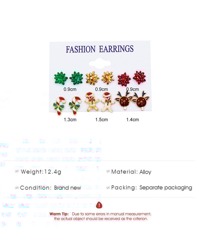 6 pár/szett új karácsonyi hópehely csengő lógó fülbevaló női divat színes zománcozott függő fülbevaló 2021 ünnepi ékszer