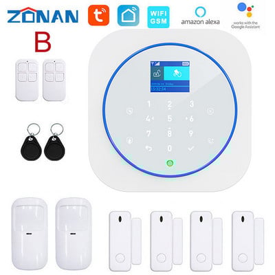 ZONAN G12 drošības signalizācijas sistēma Tuya Wifi bezvadu skārientastatūra GSM RFID kartes lietotņu kontrole ielaušanās ugunsgrēka trauksmes viedās mājas komplekti