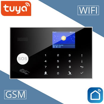 Tuya WIFI GSM алармена система 433MHz Домашна температура Влажност Охранителна аларма за кражба Безжичен кабелен детектор RFID сензорна клавиатура