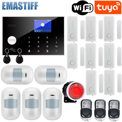 Tuya WIFI GSM alarm systém 433MHz domáci alarm teploty a vlhkosti, bezdrôtový drôtový detektor vlámania, RFID dotyková klávesnica