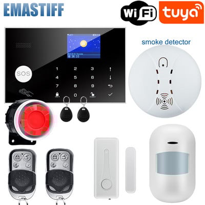 Tuya WIFI GSM alarm systém 433MHz domáci alarm teploty a vlhkosti, bezdrôtový drôtový detektor vlámania, RFID dotyková klávesnica