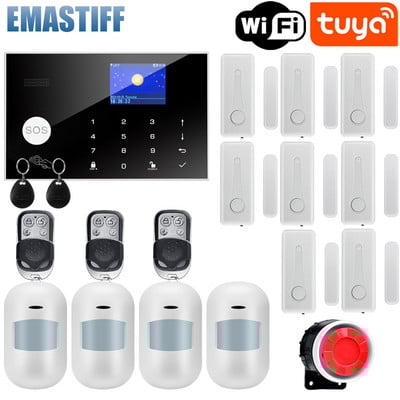 Tuya WIFI GSM alarm systém 433MHz domáci alarm teploty a vlhkosti, bezdrôtový drôtový detektor vlámania, RFID dotyková klávesnica
