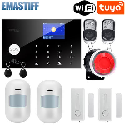 Tuya WIFI GSM alarm systém 433MHz domáci alarm teploty a vlhkosti, bezdrôtový drôtový detektor vlámania, RFID dotyková klávesnica