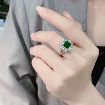 Huitan Луксозни зелени CZ пръстени за булчинска сватбена церемония Парти Модни аксесоари Висококачествени дамски пръстени Изящни бижута