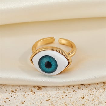 1Pcs Vintage Evil Eye пръстен за пръсти за жени Подарък Бижута Цветни прости турски сини очи Регулируем парти пръстен Аксесоари R381