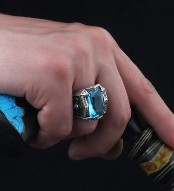 Винтидж ръчно изработен турски пръстен с печат за мъже, жени, древен сребърен резбован пръстен, червено, жълто, инкрустация с циркон, пънк, моторен мотоциклетист