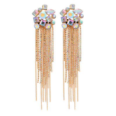 Ztech Dlhé strapcové kórejské módne náušnice pre ženy, dievča, krištáľové luxusné dizajnérske šperky, vintage boho doplnky