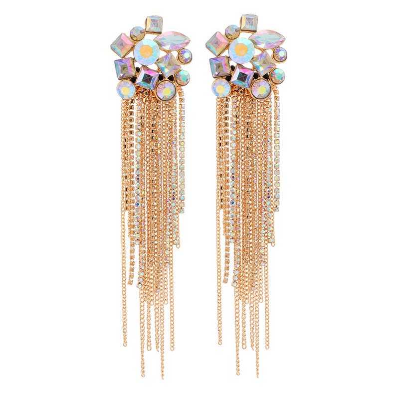 Ztech Dlhé strapcové kórejské módne náušnice pre ženy, dievča, krištáľové luxusné dizajnérske šperky, vintage boho doplnky