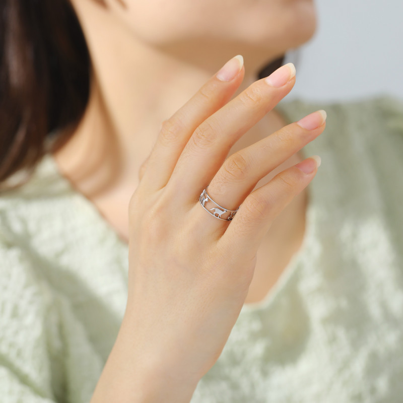 Cazador üreges sétáló macskák női gyűrű születésnapi Valentin-napi ajándék rozsdamentes acél állat aranyos cica ujjgyűrűk ékszerek 2023