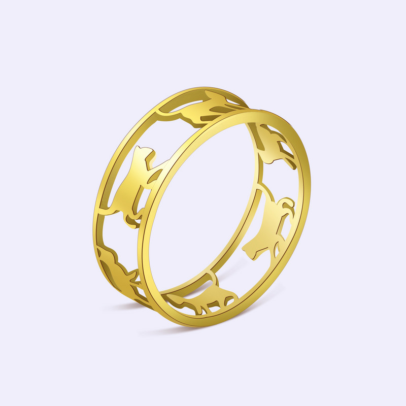 Cazador üreges sétáló macskák női gyűrű születésnapi Valentin-napi ajándék rozsdamentes acél állat aranyos cica ujjgyűrűk ékszerek 2023