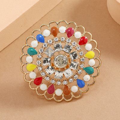 Нови луксозни пръстени с големи цветя за жени Преувеличено изявление Бижута Кристални пръстени за пръсти Булчинско сватбено парти Бижута Анел Подаръци