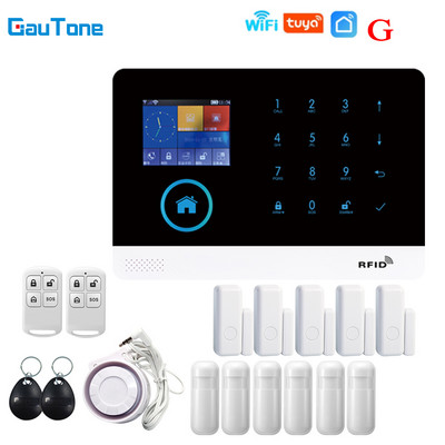 Gautone WIFI GSM безжична интелигентна охранителна алармена система за кражба Направи си сам комплект със сензор за врата и PIR сензор за движение работят с Alexa