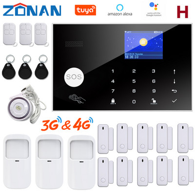 ZONAN G34 4G 3G GSM Σύστημα συναγερμού WIFi Προστασία ασφαλείας Ασύρματη κάμερα IP Συμβατή με Alexa Έλεγχος εφαρμογής συναγερμού ασφαλείας SmartHome