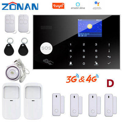 ZONAN G34 4G 3G GSM Σύστημα συναγερμού WIFi Προστασία ασφαλείας Ασύρματη κάμερα IP Συμβατή με Alexa Έλεγχος εφαρμογής συναγερμού ασφαλείας SmartHome