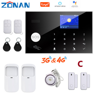 ZONAN G34 4G 3G GSM Σύστημα συναγερμού WIFi Προστασία ασφαλείας Ασύρματη κάμερα IP Συμβατή με Alexa Έλεγχος εφαρμογής συναγερμού ασφαλείας SmartHome
