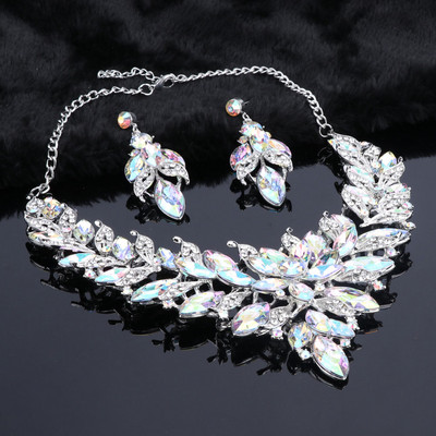 Colier de modă Seturi de cercei Seturi de bijuterii de mireasă AB Culoare Cristal pentru petrecere Accesorii pentru costum de nuntă Cadou de decorare pentru femei